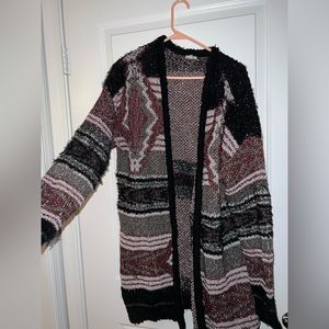 Urban Outfitters Ecote Open Cardigan Sweater Black and Burgundy